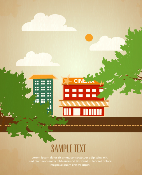 Cartoon city scenery vector 23