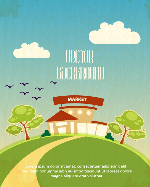 Cartoon city scenery vector 24