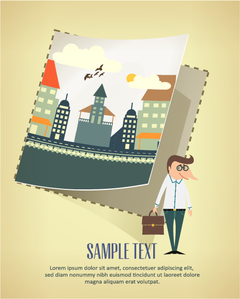 Cartoon city scenery vector 25