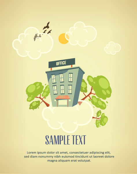 Cartoon city scenery vector 26
