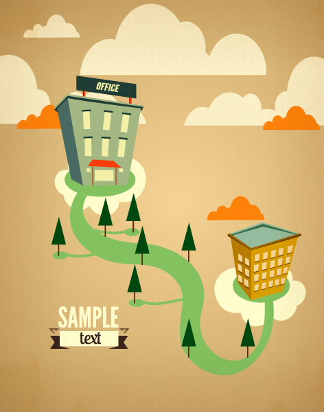 Cartoon city scenery vector 28