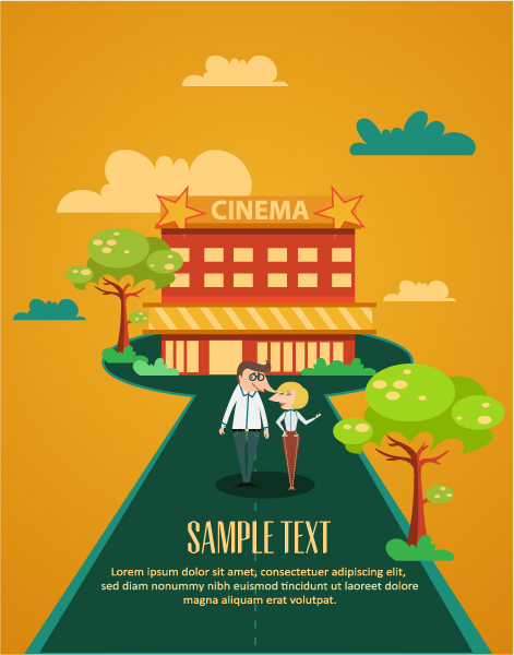 Cartoon city scenery vector 30