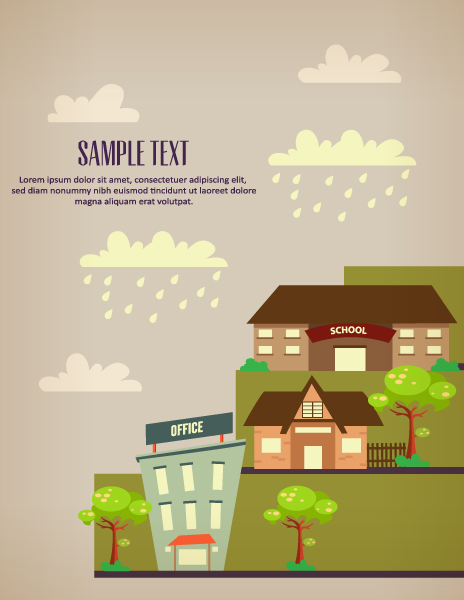 Cartoon city scenery vector 32