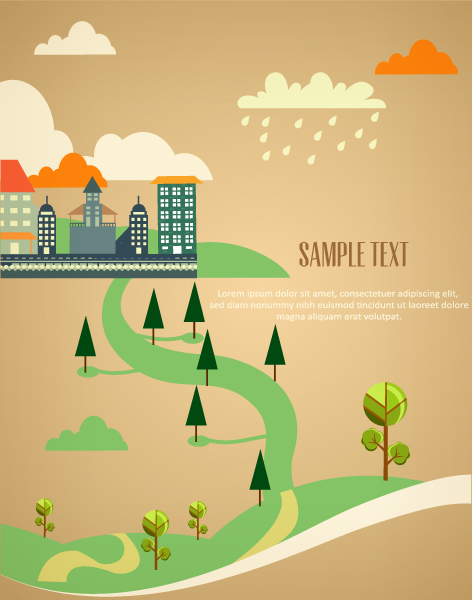 Cartoon city scenery vector 36