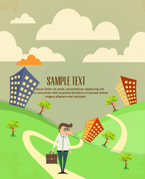 Cartoon city scenery vector 37