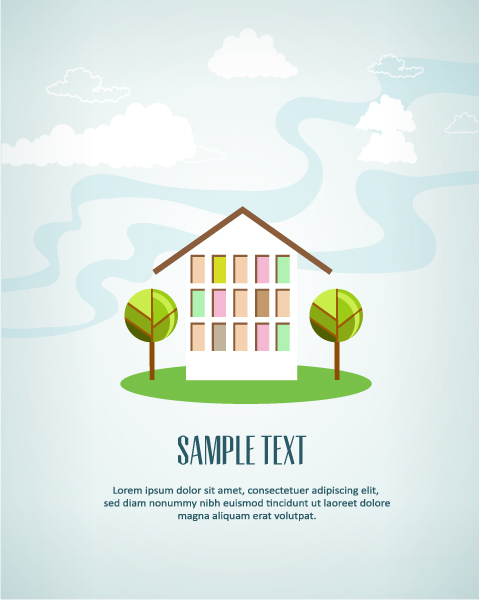 Cartoon city scenery vector 38