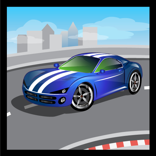 Cartoon sports car design vectors set 09
