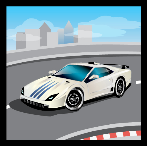 Cartoon sports car design vectors set 10