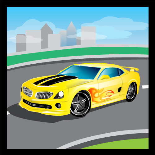 Cartoon sports car design vectors set 13