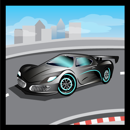 Cartoon sports car design vectors set 14