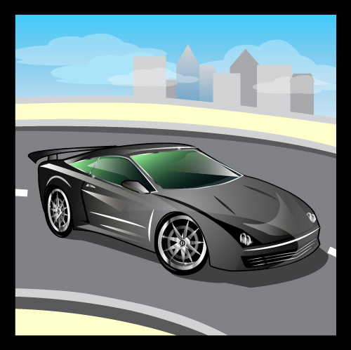 Cartoon sports car design vectors set 15