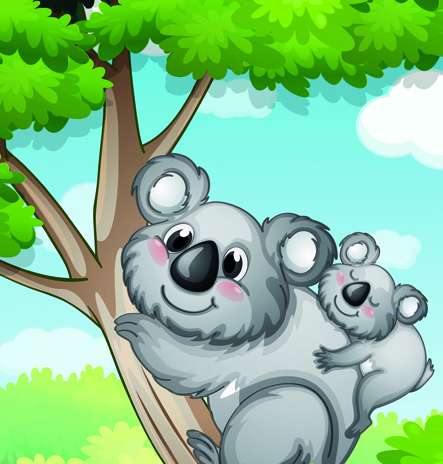 Cute Children with animals cartoon vector graphic 02