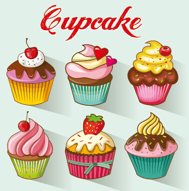 olored cupcake cute design vector 01 Colored cupcake cute design vector 01