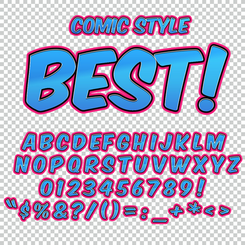 Comic styles alphabet with numbers and symbol vector set 07 Comic styles alphabet with numbers and symbol vector set 07