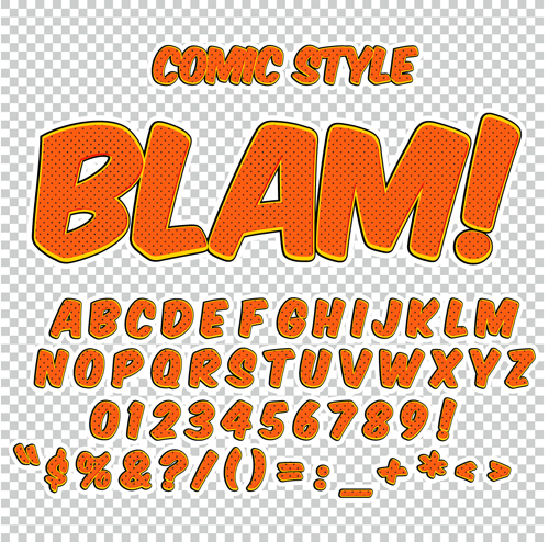 Comic styles alphabet with numbers and symbol vector set 09 Comic styles alphabet with numbers and symbol vector set 09