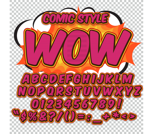 Comic styles alphabet with numbers and symbol vector set 13 Comic styles alphabet with numbers and symbol vector set 13