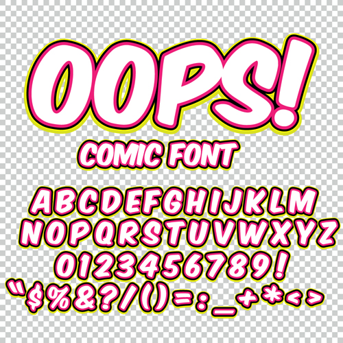 Comic styles alphabet with numbers and symbol vector set 16 Comic styles alphabet with numbers and symbol vector set 16