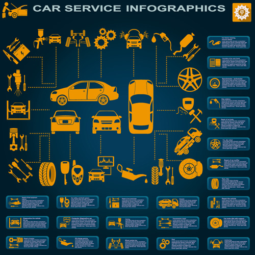 Creative car service infographics template vector 12 Creative car service infographics template vector 12