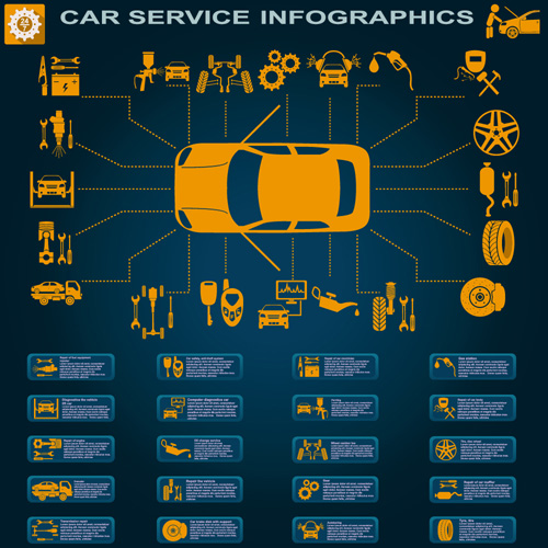 Creative car service infographics template vector 14 Creative car service infographics template vector 14