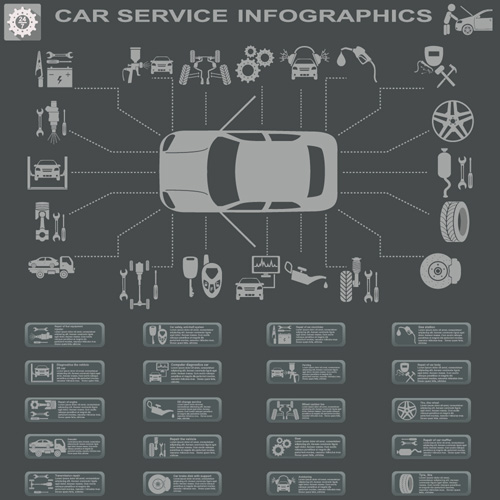 Creative car service infographics template vector 15 Creative car service infographics template vector 15