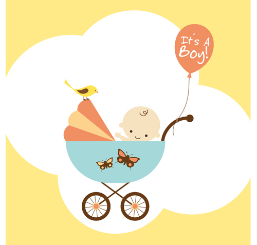 Cute baby theme background design vector set 01
