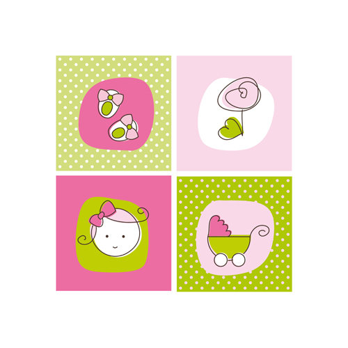 Cute cartoon baby elements mix vector set