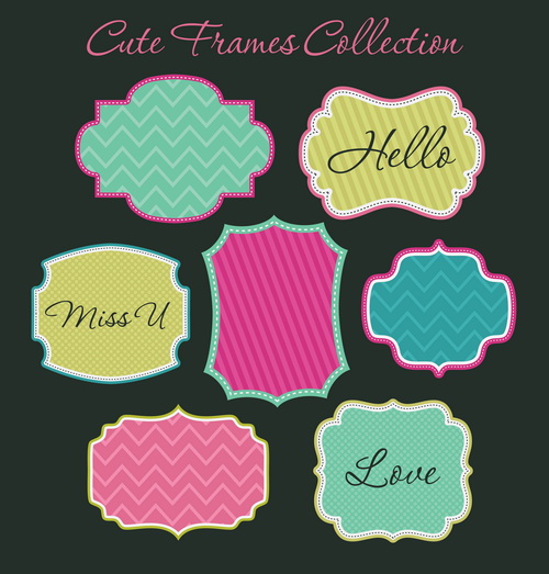 sweet frames set vector graphics 01 Cute sweet frames set vector graphics 01