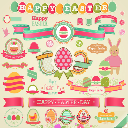 Vintage Easter Elements vector 02
