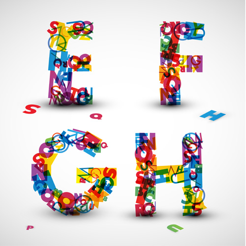 Elements of Various alphabet art vector 05