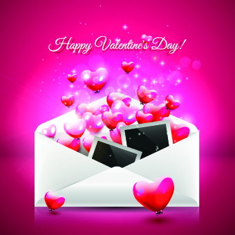 Envelope and Valentines Day vector background