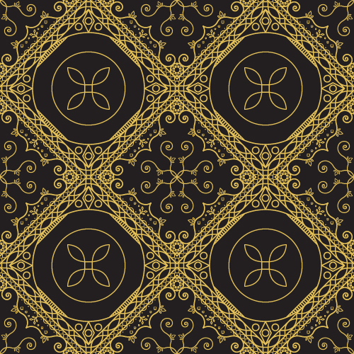 Gold lineart seamless pattern luxury vector 01