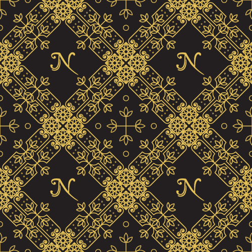Gold lineart seamless pattern luxury vector 04