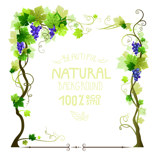 frames natural background vector 03 Grapes tree frames natural background vector 03