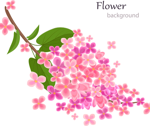 ith pink flower background vector 02 Gree leaf with pink flower background vector 02