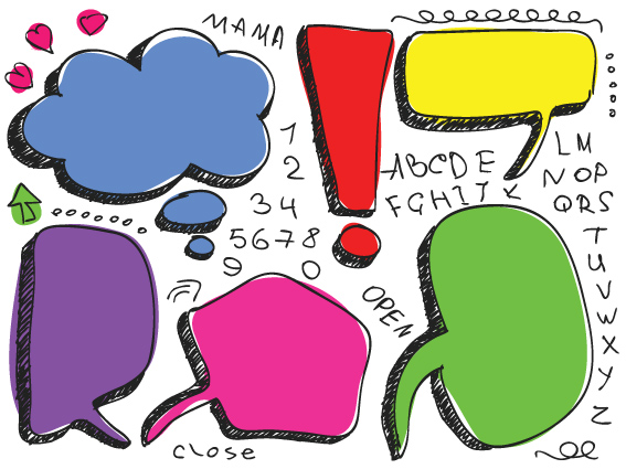Set of Hand Drawn Speech Bubbles vector 01