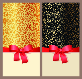 Delicate bow Invitation cards design vector 02