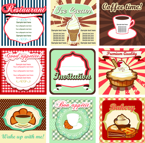 Common vintage labels vector set 05