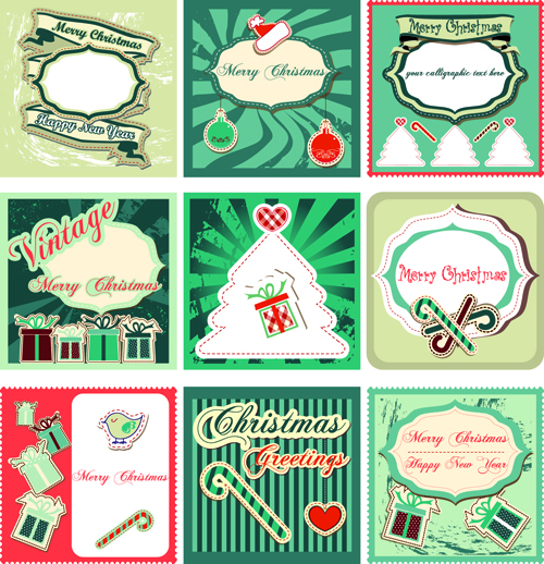 Common vintage labels vector set 06