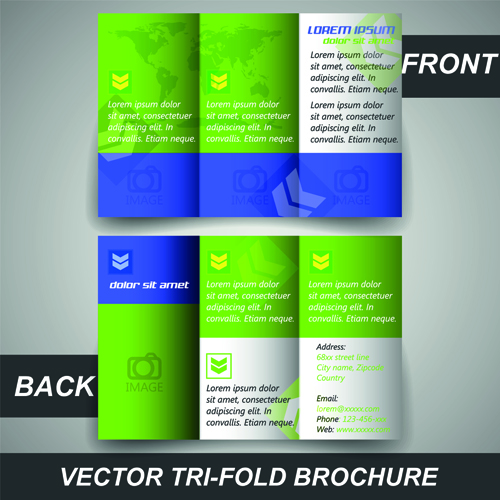Modern tri fold business brochure cover vector 05
