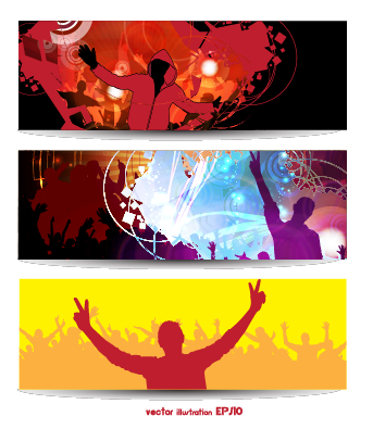 Music party creative banner vector graphics 03