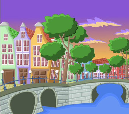 Beautiful Nature landscape lake vector graphics 05