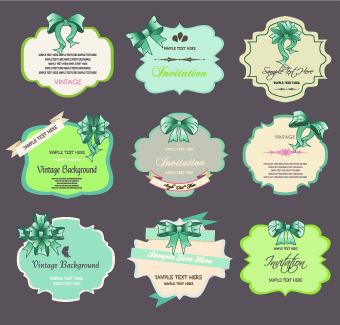 Retro labels ribbons vector set 03