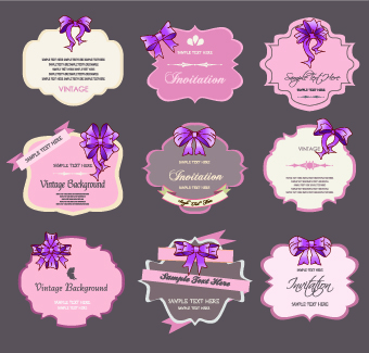 Retro labels ribbons vector set 04