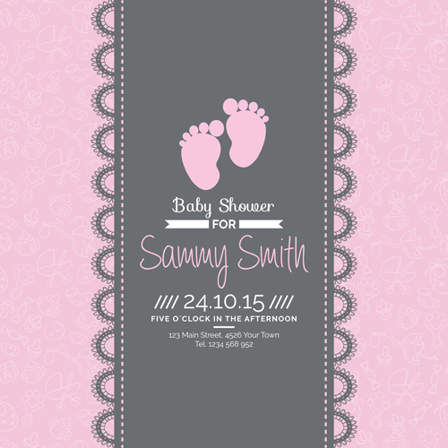 Retro baby shower cards 01 vector Retro baby shower cards 01 vector