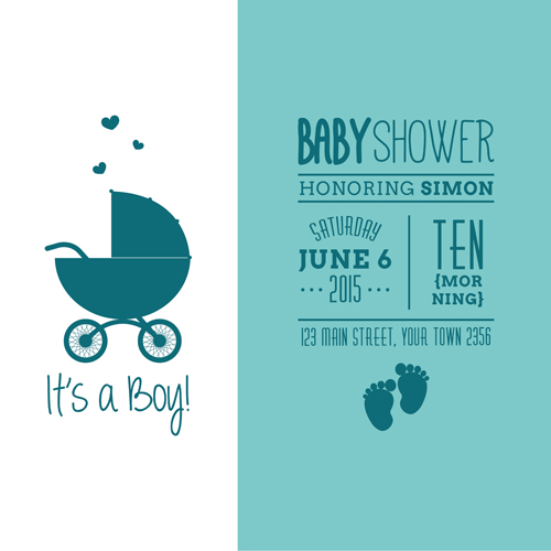 Retro baby shower cards 03 vector Retro baby shower cards 03 vector