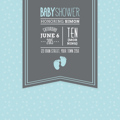 Retro baby shower cards 04 vector Retro baby shower cards 04 vector