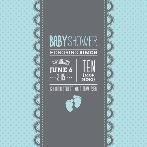 Retro baby shower cards 07 vector Retro baby shower cards 07 vector