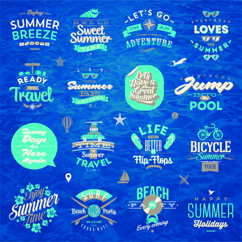 avel summer holiday labels set vector 04 Travel summer holiday labels set vector 04