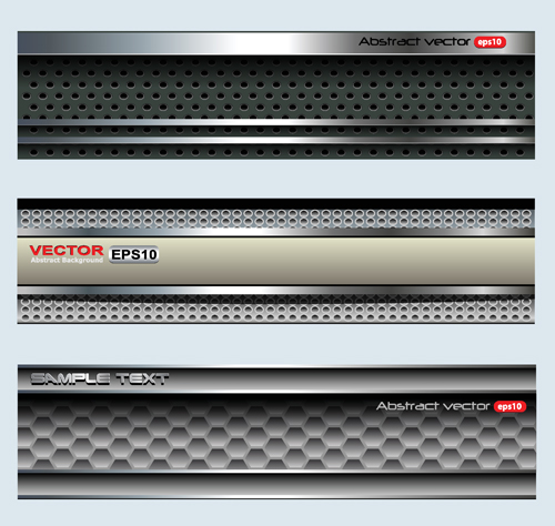 Vector colored metal banners set 04