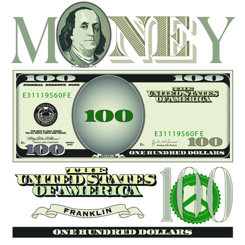 Vector money with dollars design template 02